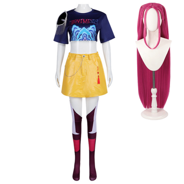 Costume De Cosplay Anime KPop Demon Hunters Mira, Haut, Jupe, Boucles D' Oreilles, Uniforme Huntrix, Fête D'halloween Pour Femmes Et Filles, Costume De Carnaval