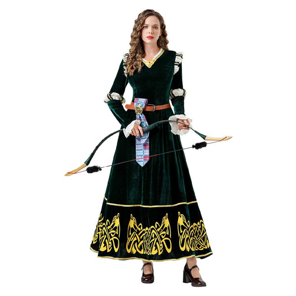 Rebelle Princesse Merida Robe Verte Cosplay Costume