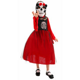 Déguisement Catrina Fille Robe Rouge et Noire avec Masque pour Le Jour des Morts