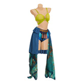 Femme Tenue Verte et Bleue pour Spectacle Cosplay Costume