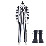 Beetlejuice Adam Rayures Noires et Blanches Halloween Carnaval Cosplay Costume