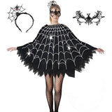 Déguisement Adulte & Enfant Cape d'Araignée Costume Noire pour Halloween Carnaval