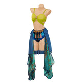 Femme Tenue Verte et Bleue pour Spectacle Cosplay Costume