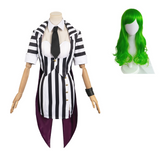 Femme Beetlejuice 2(2024) Beetlejuice Frac à Rayures Noires et Blanches Cosplay Costume