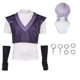 Mystery Gilet Violet Haut Blanc Cosplay Costume