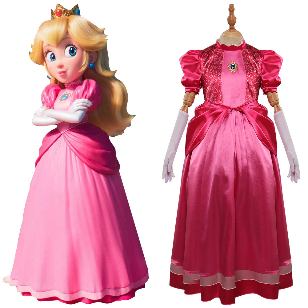 Enfant Super Mario Bros Princesse Peach Robe Cosplay Costume Carnaval ...