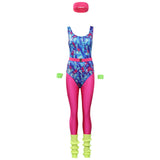 Aérobic 80s Femme Hippie Disco Sportwear Retro Cosplay Costume Halloween