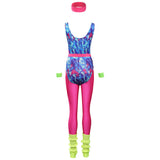 Aérobic 80s Femme Hippie Disco Sportwear Retro Cosplay Costume Halloween