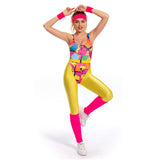 Déguisement 1980 Ensemble de Fitness 6 Pièces Rétro Costume