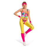 Déguisement 1980 Ensemble de Fitness 6 Pièces Rétro Costume