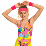 Déguisement 1980 Ensemble de Fitness 6 Pièces Rétro Costume