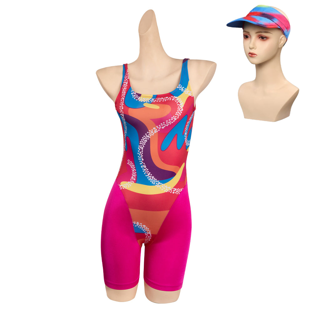 2023 Barbie Femme Margot Robbie Barbie Rose Ensemble Imprimé Costume Chapeau