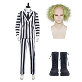 Beetlejuice Adam Rayures Noires et Blanches Halloween Carnaval Cosplay Costume