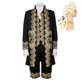 Costume Rétro Noir de Prince de Cour Victorien Costume Epoque Louis XIV