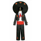 Déguisement Catrina Garçon Gentleman Tenue Noire avec Motif Rose pour Le Jour des Morts Mexicain