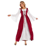 Médiéval Femme Robe Blanche et Brune Costume