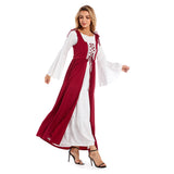 Médiéval Femme Robe Blanche et Brune Costume