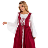 Médiéval Femme Robe Blanche et Brune Costume
