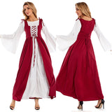 Médiéval Femme Robe Blanche et Brune Costume