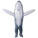 Adulte Mignon Requin Bleu et Argent Gonflable Costume Halloween