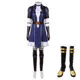 Arcane: League of Legends Saison 2(2024) Caitlyn Tenue Bleue à Manches Courtes Cosplay Costume