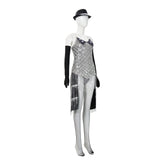 Cosplay Costume Satine Moulin Rouge Comédie Musicale Cosplay Robe Argentée et Noire Femme