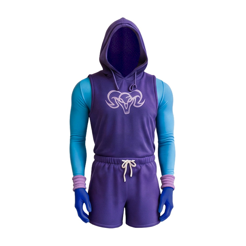 Cosplay Costume Skeleton King Les Maîtres de l'Univers(2026) Film Cosplay Tenue de Sport Violette Homme