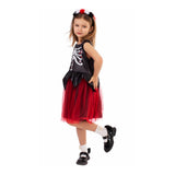 Déguisement Catrina Fille Robe en Tulle Noire et Rouge pour Le Jour des Morts