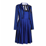 La Famille Addams 2(2025) Mercredi Uniforme Bleue Cosplay Costume