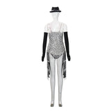Cosplay Costume Satine Moulin Rouge Comédie Musicale Cosplay Robe Argentée et Noire Femme
