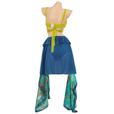 Femme Tenue Verte et Bleue pour Spectacle Cosplay Costume