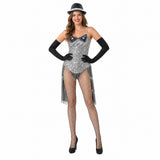 Cosplay Costume Satine Moulin Rouge Comédie Musicale Cosplay Robe Argentée et Noire Femme