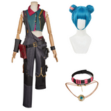 Adulte Arcane: League of Legends Saison 2(2024) Powder/Jinx Tenue de Gilet Cosplay Costume Perruque Collier