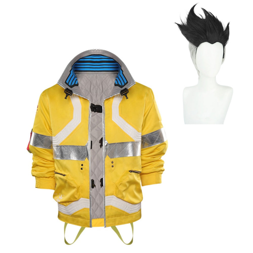 Adulte Cyberpunk Jeu David Martinez Manteau Sweats à Capuche Cosplay Costume Carnaval Perruque