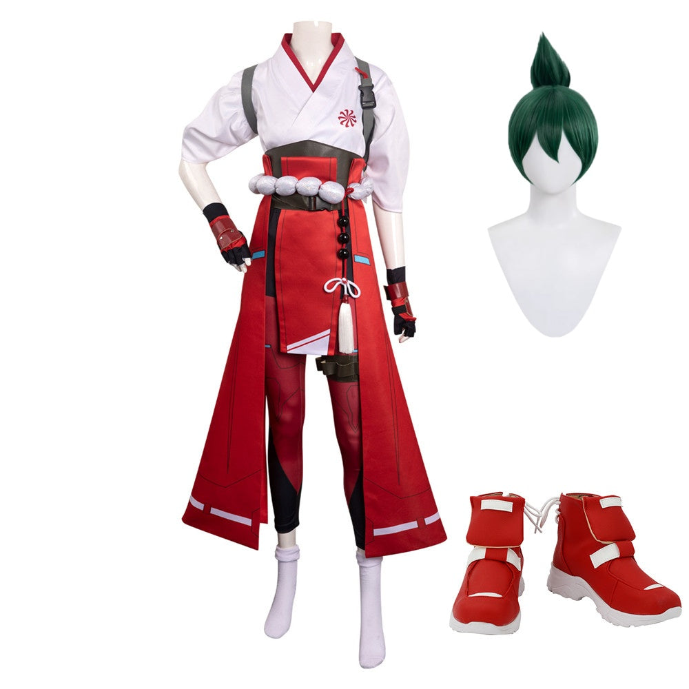 Adulte Overwatch 2 OW Kiriko Femme Cosplay Costume Perruque Chaussures