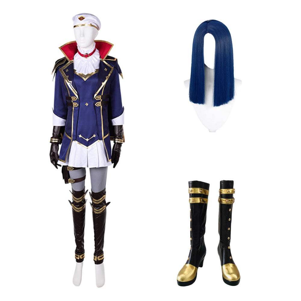 Arcane: League Of Legends Saison 2(2024) Caitlyn Tenue Complète Cosplay Costume Perruque Chaussures
