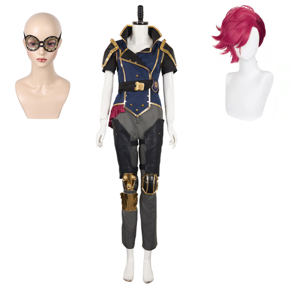 Arcane: League Of Legends Saison 2(2024) Vi Policier Cosplay Costume Masque Perruque
