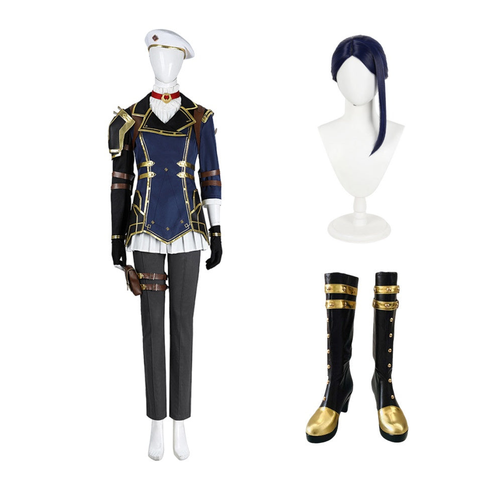 Arcane: League of Legends Saison 2(2024) Caitlyn Kiramman The Sheriff of Piltover Cosplay Costume Perruque CHaussures