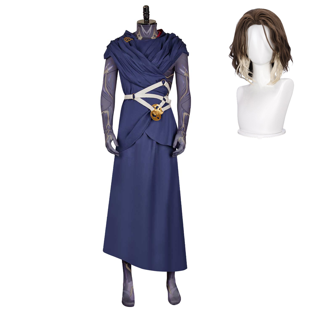 Arcane: League of Legends Saison 2(2024) Viktor Tenue Bleue Cosplay Costume Perruque