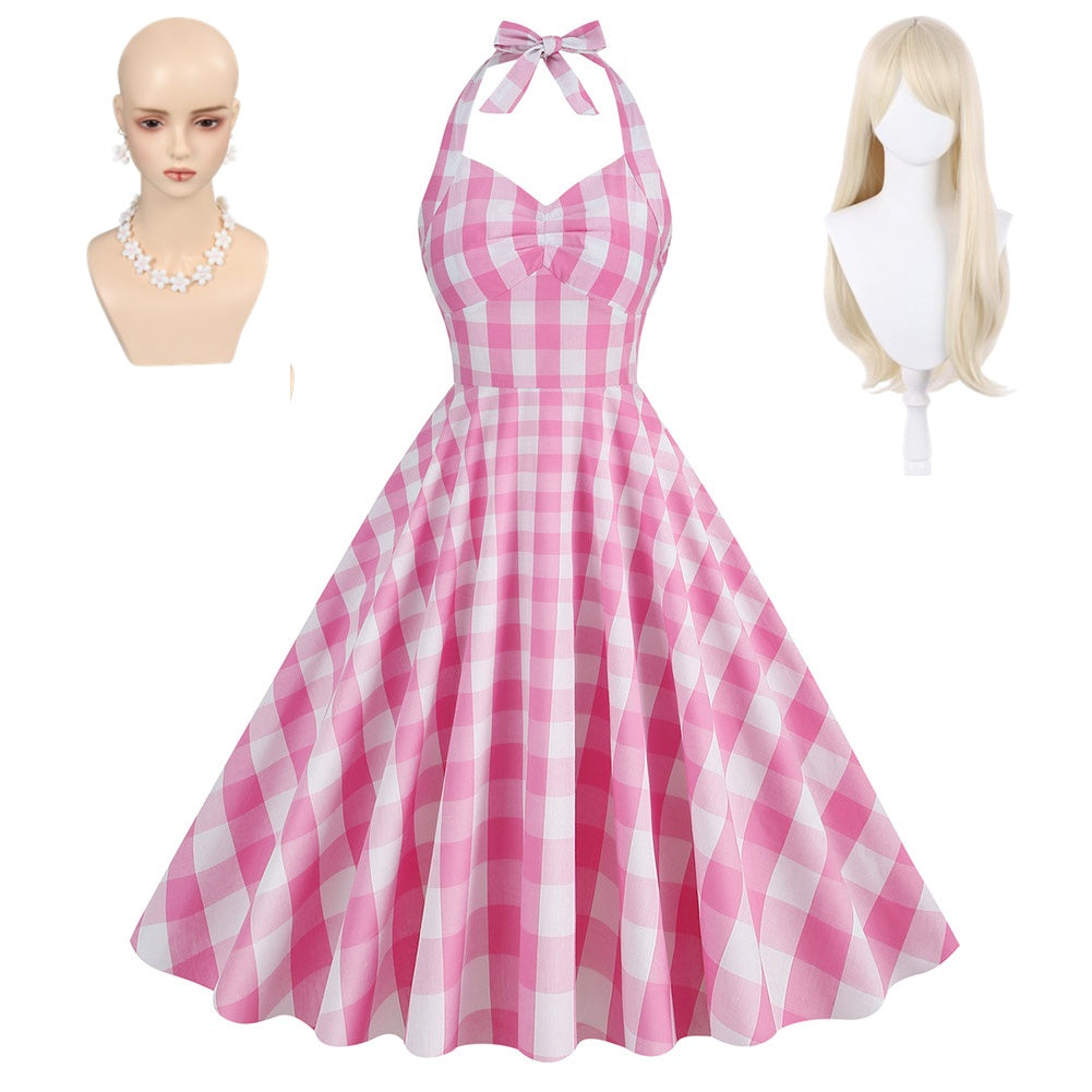 Barbie Margot Robbie Barbie Robe Cosplay Costume Design Original Ver.2 Perruque Boucle d'Oreille