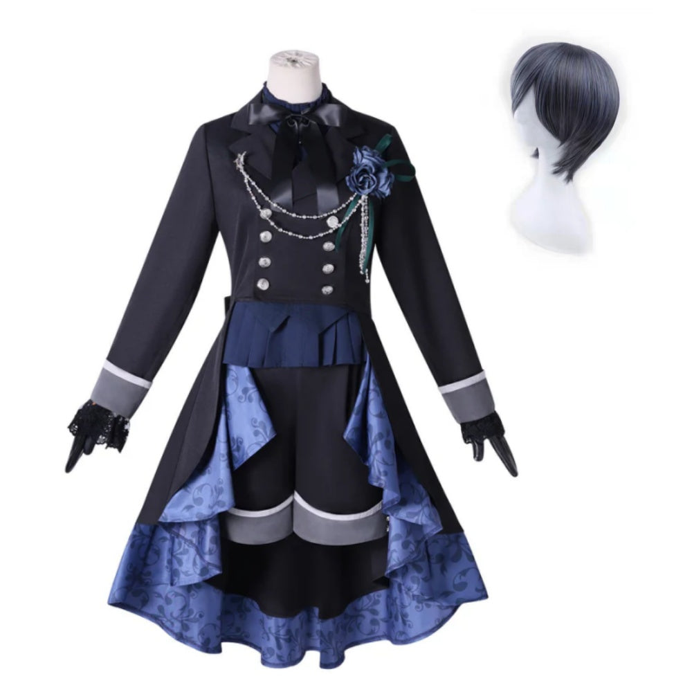 Cosplay Costume Ciel Phantomhive Black Butler Anime Cosplay Tenue Noire et Bleue Femme2