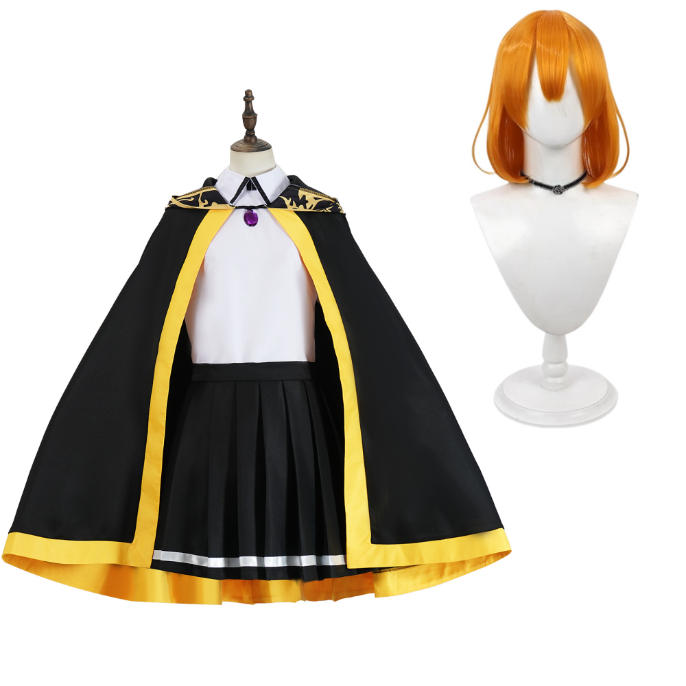 Cosplay Costume Colette Loire Wistoria: Wand and Sword Anime Cosplay Tenue Noire et Jaune Femme Perruque