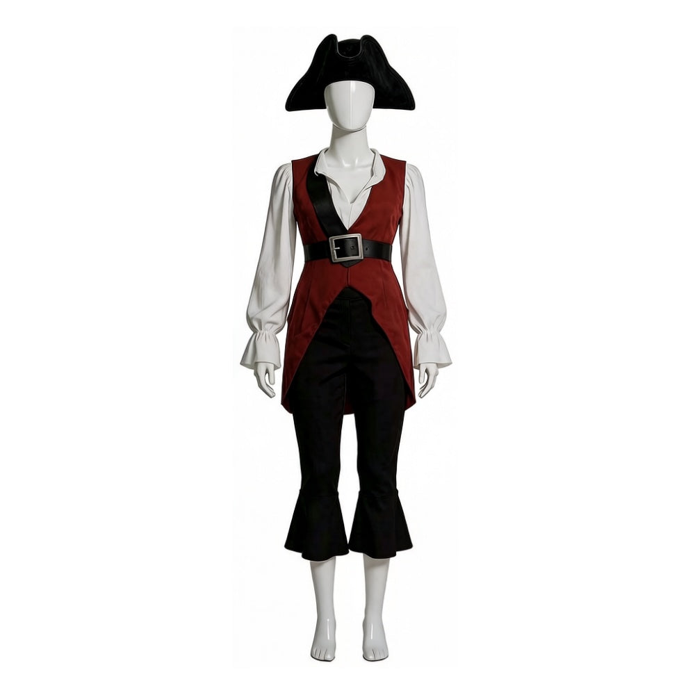 Cosplay Costume Elizabeth Swann Pirates of the Caribbean Film Cosplay Tenue Marron et Blanche Femme