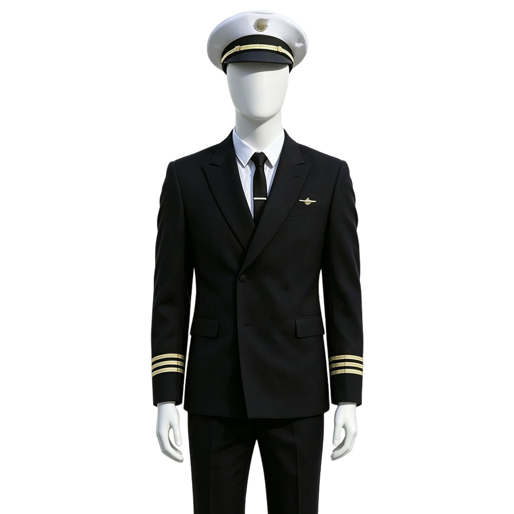 Cosplay Costume Frank Abagnale Catch Me If You Can(2002) Film Cosplay Uniforme de Pilote Noir Homme