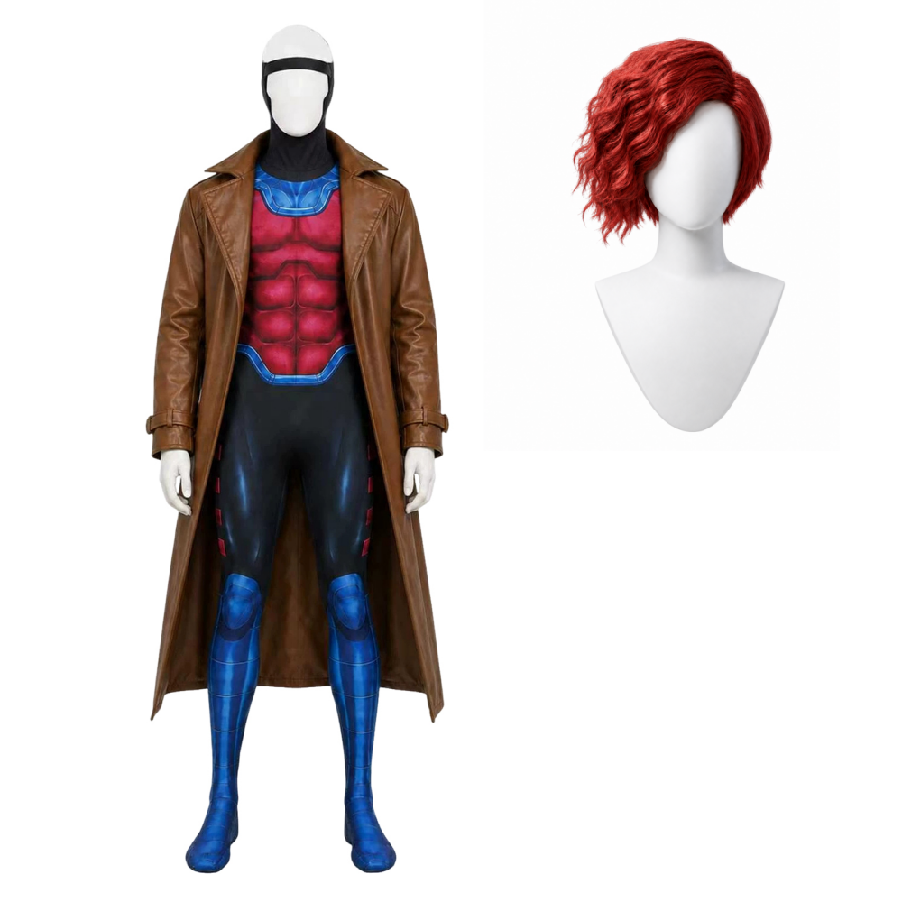 Cosplay Costume Gambit X-Men '97 Saison 2(2026) TV Cosplay Combinaison Brune Homme Perruque