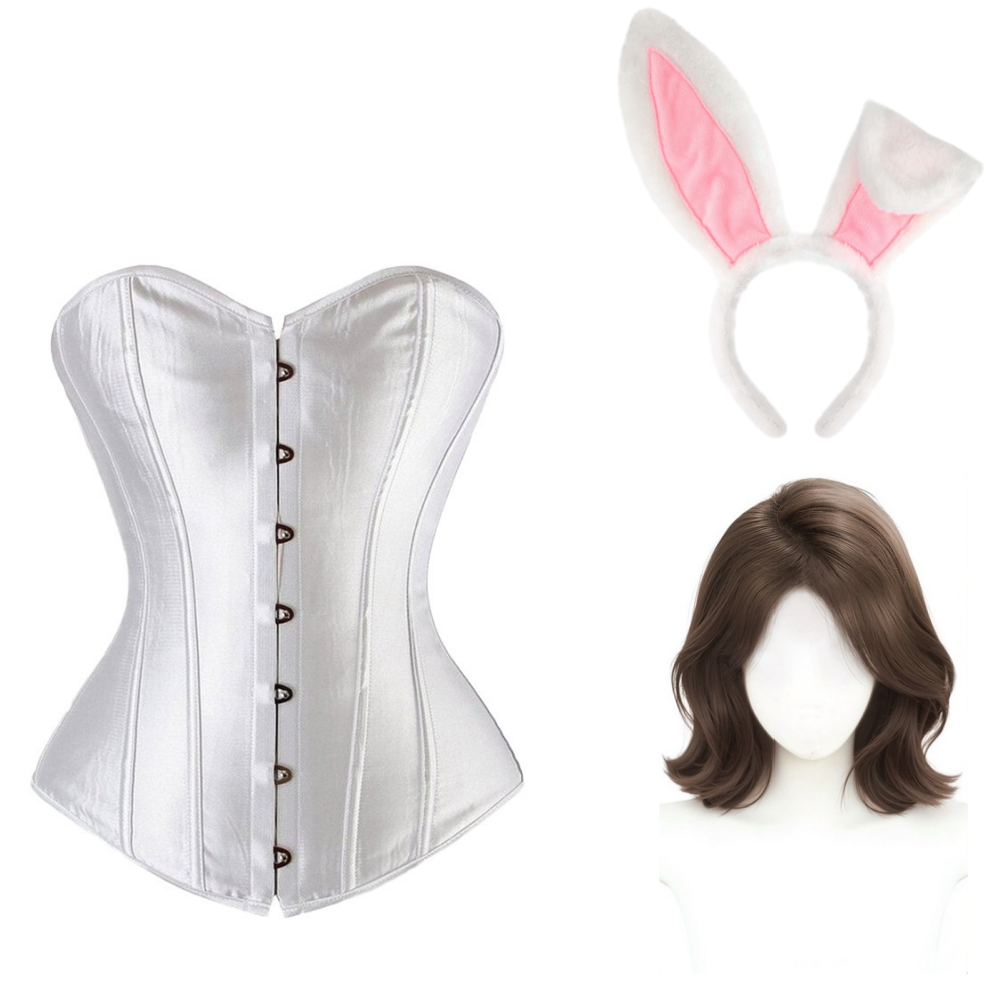 Cosplay Costume Hannah Wells Off Campus(2026) TV Cosplay Haut Blanc sans Bretelles Femme Serretete Perruque
