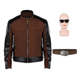 Cosplay Costume Johnny Cage Mortal Kombat 2(2026) Film Cosplay Veste Marron Homme Lunettes Ceinture