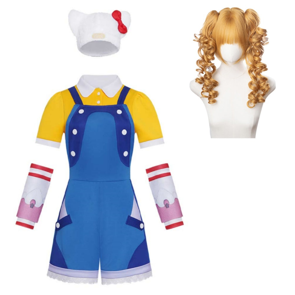 Cosplay Costume Juno Overwatch Jeu Cosplay Tenue Jaune Femme Perruque