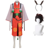 Cosplay Costume Kamado Tanjiro Les Rôdeurs de la Nuit Anime Cosplay Tenue Année 2026 du Cheval Perruque