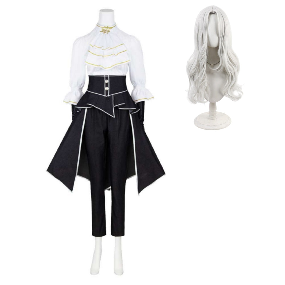 Cosplay Costume Maelle Clair Obscur: Expedition 33 Jeu Cosplay Tenue Noire et Blanche Femme Perruque